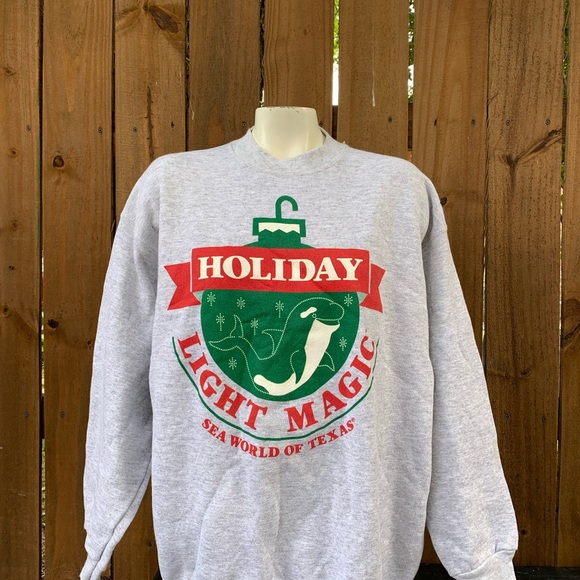 90s Vintage Holiday Light Magic at Sea World Shamu sweatshirt by Tultex. - Picture 1 of 8